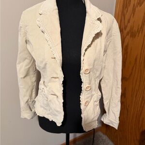 Women's Cream Lace-Trim Jacket